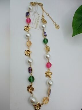 Issac Mizrahi Elegant Multicolor Beaded,  Floral & Pearl Necklace NWT
